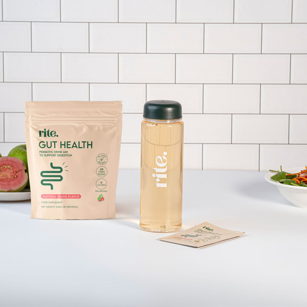 GUT HEALTH Natural Guava Flavour Daily Prebiotic Drink with sachets and bottle supports digestion and overall gut wellness