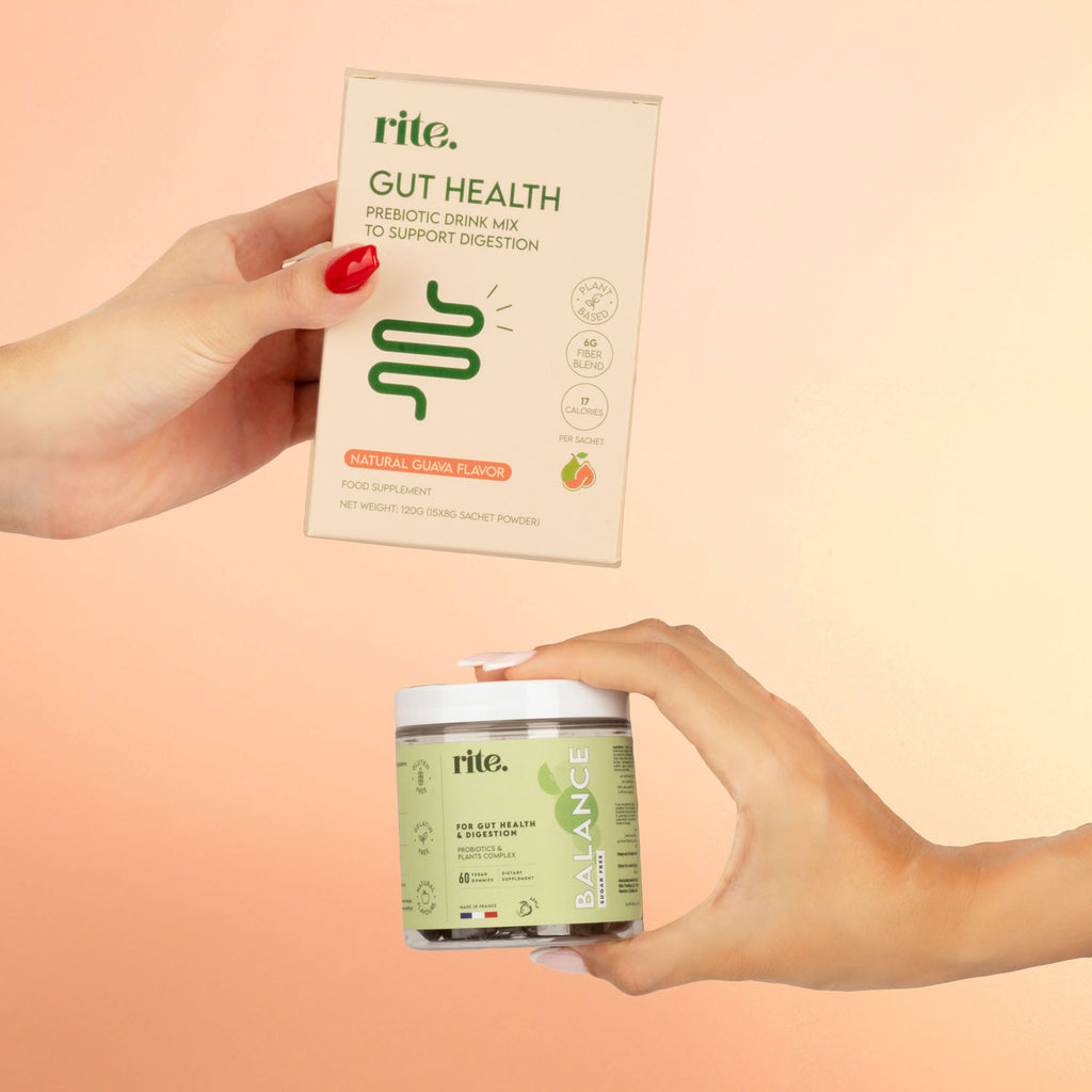 GUT HEALTH PREBIOTIC DRINK and BALANCE GUMMIES, promoting gut health and digestive balance with natural ingredients