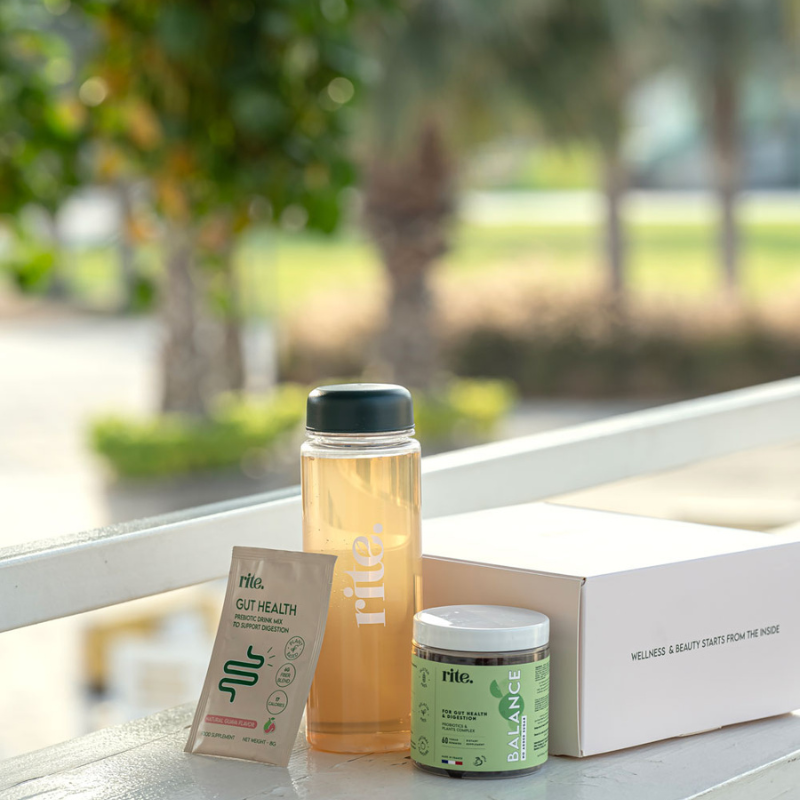 GUT HEALTH & BALANCE GUMMIES by RITE for digestion support and gut wellness with BOTTLE.