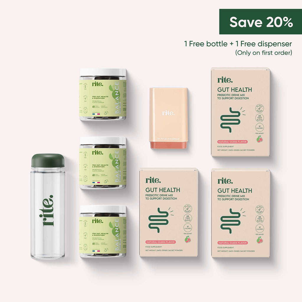 Essential Packa GUT HEALTH Essential Pack | Prebiotic & Probiotic for Digestion – RITE.®
