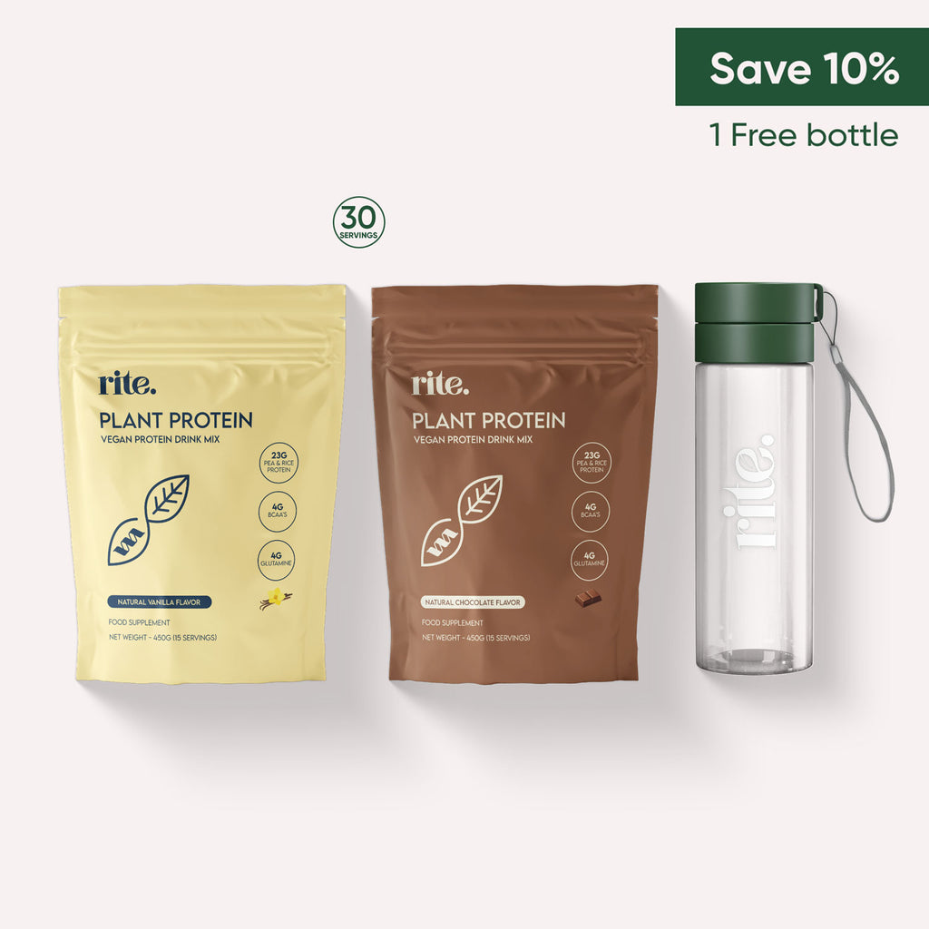 PLANT PROTEIN Combo With NATURAL VANILLA FLAVOUR, CHOCOLATE FLAVOUR, And Free Bottle For Muscle And Recovery Support