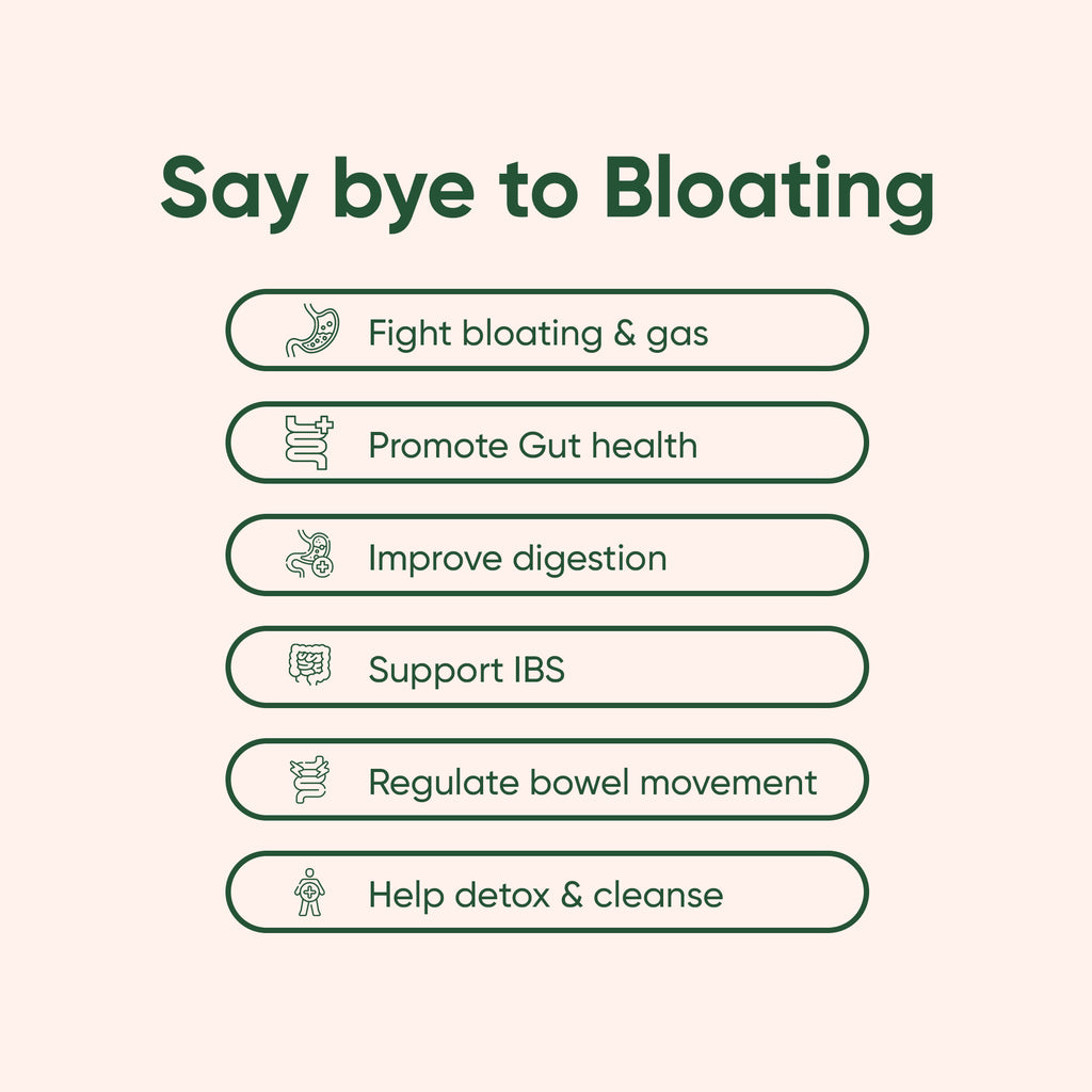 List of benefits for saying goodbye to bloating. 